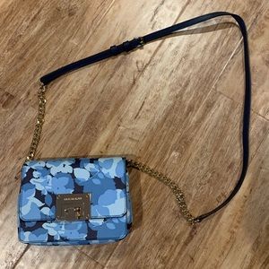 Michael Kors leather crossbody bag, blue floral